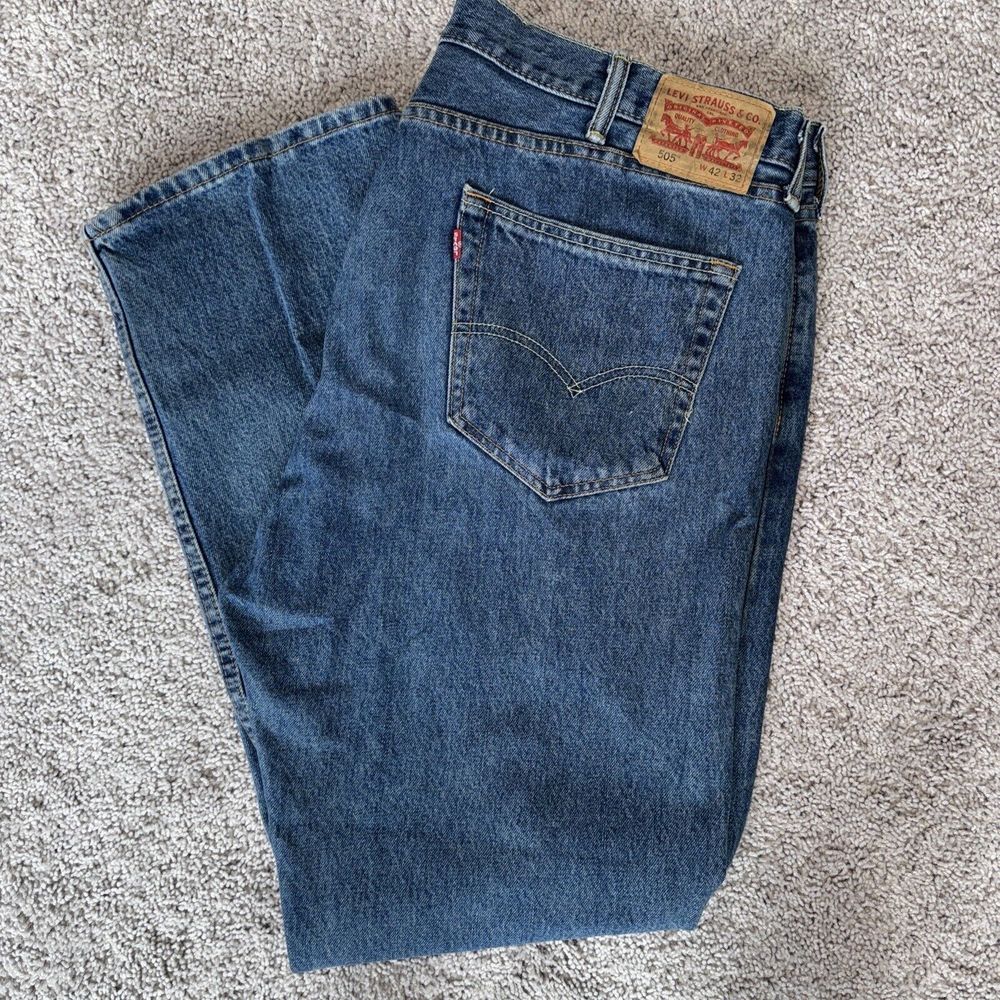 Levis 505 Regular Fit Straight Leg Mens 42x32 Medium Wash EUC